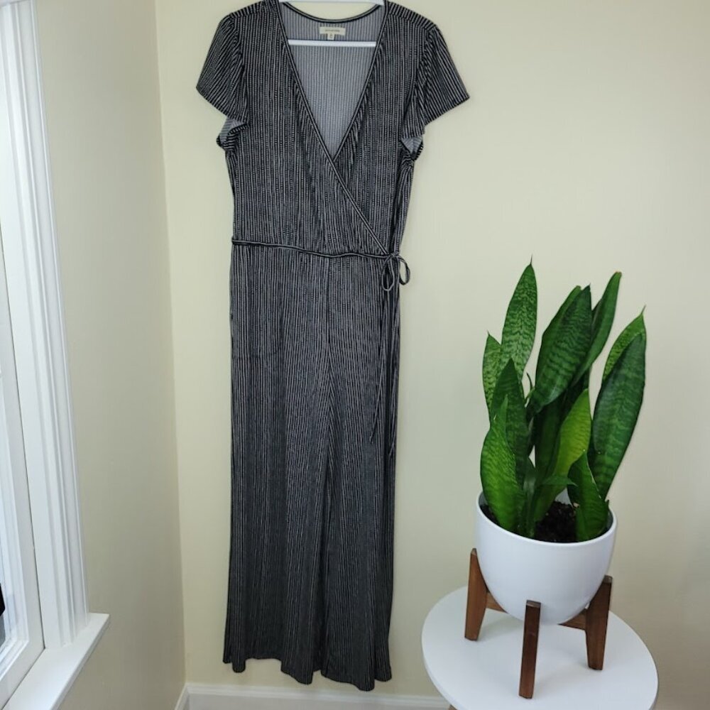 Max Studio Black and White Striped Jumpsuit